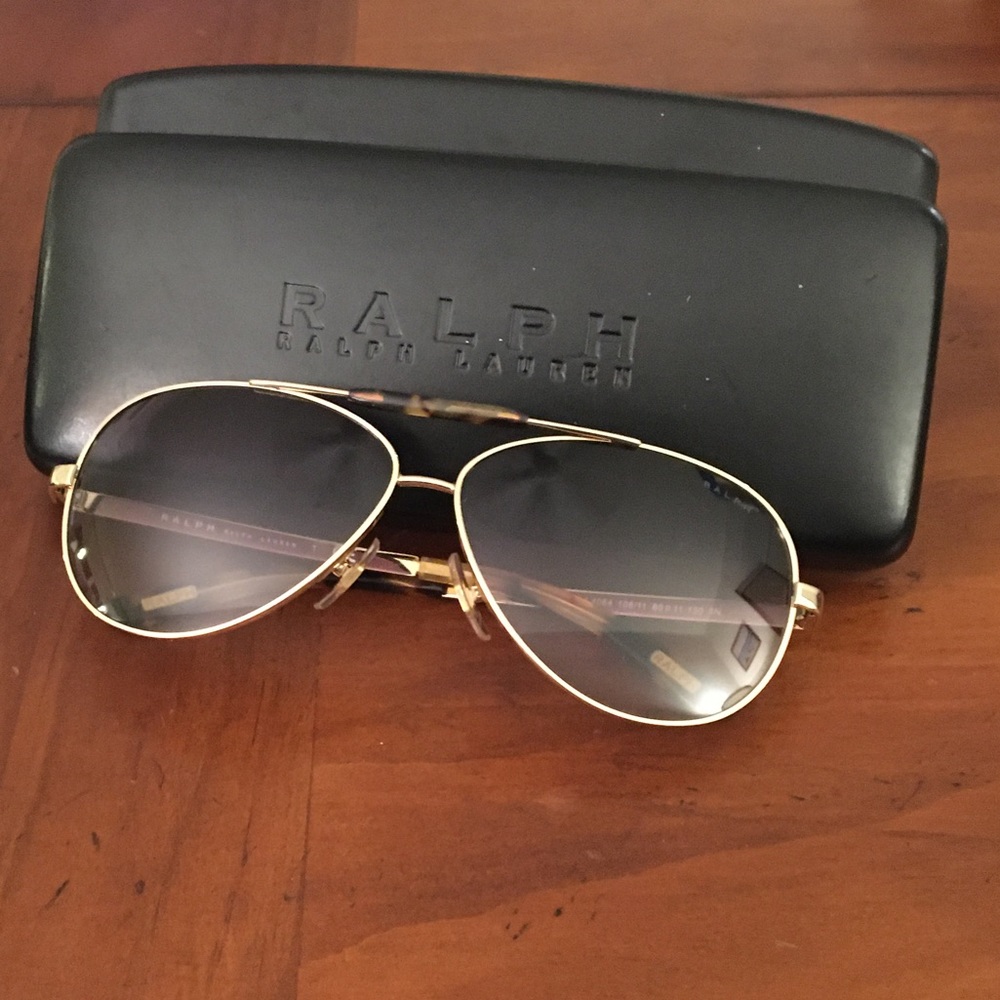 Ralph Lauren gold & tortoise Aviator sunglasses